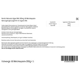Nordic Naturals, Algae DHA, 500mg Vegan DHA from Algae Oil, 60 Vegan Softgels, Lab-Tested, Vegetarian, Soy-Free, Gluten-Free, Non-GMO