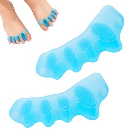 2pcs Toe Separators for Pedicure, Silicone Blue Toe Spacer Spreaders Soft Toe Corrector Straightener for Women Men Overlapping Toes Health Correct Nail Polish Yoga Relax