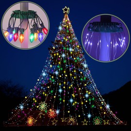 Menkxi Christmas Tree Mega Topper Light Hook Christmas Mega Tree Topper Flag Pole Hooks for Christmas Tree Lights Flagpole Lights Decoration, 7 x 5 x 1 3/4 Inch