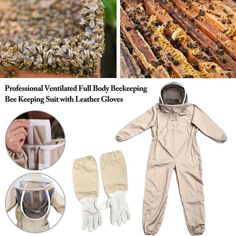 Beekeeping Protective Suit with Gloves Professional, Bee Keeper Gear, Coveralls