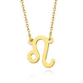 ZXSPGSS Leo Necklace for Women, 18K Gold Plated Horoscope Pendant, Astrology Constellation Necklace, Women's Jewelry Gift, Small, Stainless Steel, No Gemstone