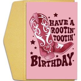 Qiliji Cowboy Birthday Card, Cowgirl Birthday Card, Funny Rootin' Tootin' Birthday Card, Western Themed Birthday Card Gifts