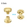 sourcing map 8Pcs Brass Chicago Screw, 5mm Concave Leather Rivets