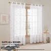 Deconovo Transparent Curtains, Set of 2 Embroidered Curtains, linen, 180x140