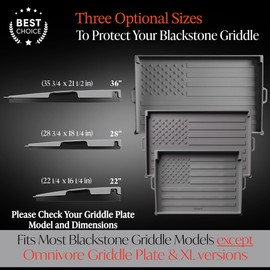 28 inch Silicone Griddle Mat Cover for Blackstone Grill, Embossed American Flag Design, Heavy Duty Weather-Resistant Rust & Dirt Protector, Fits Standard Flat Top Model (Not Omnivore or XL), Gray