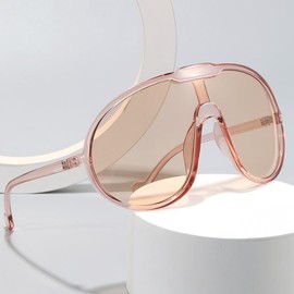 Trendy Oversized Aviator Sunglasses for Women Men Fashion Vintage Sun Glasses Punk Eyewear UV400 Shield Goggles(Champagne)