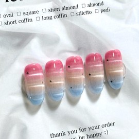 Magnetic barcode handmade nail tips - M Almond / 자석 바코드 수제네일팁 - 엠 아몬드