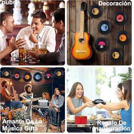 Beyson Set de 12 Piezas Posavasos de Discos de Vinilo - Antideslizantes de Vinilo Diseo Retro Discos CD Coloridapara Caf, T, Cerveza, Vino, Casa y Bar