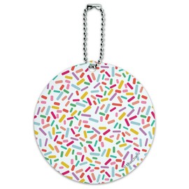 Colorful Confetti Sprinkles Round Luggage ID Tag Card Suitcase Carry-On