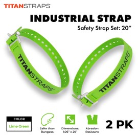 Titan Utility Straps – Easy-to-Use, Reliable Tension Straps for Securing Bike & Moto Gear, Skis, Garden Hoses, Field Repairs – Use in Frigid Temp – 60 lb. Working Load, 9" Length, Lime Green, 2-Pack
