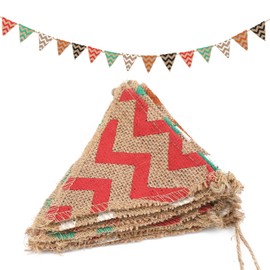 G2PLUS 2.8M Leinen Wimpel Hessischen Girlande Vintage Rustikal Süße Bunting Wimpelkette Farbenfroh Wimpeln für Geburtstagsfeier