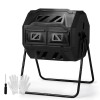 42-Gallon Dual Chamber Outdoor Compost Tumbler Black Rotating Batch Composter