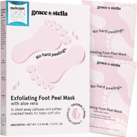 grace & stella grace & stella Award-Winning Foot Peel Mask (2 Pairs, Unscented) - Foot Peeling Mask with Aloe Vera - Moisturizing Foot Mask for Dry Cracked Feet - Foot Exfoliator for Baby Soft Feet