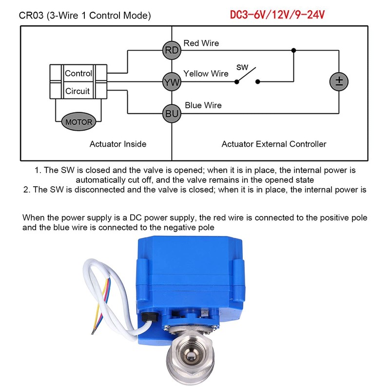 Motorized Ball Valve, Stainless Steel Electric Valves IP67 DC12V 1/2in