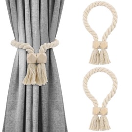 UNINGYI Pack of 2 curtain tiebacks, tiebacks for curtains, magnetic tiebacks for curtains, curtain tiebacks made of wood, curtain holders, curtain holder for curtains, home office curtains, decoration