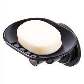 JiePai Suction Soap Dish Oil Rubbed Bronze,Super Powerful Vacuum Suction Shower Soap Holder with Drain,Elegant Suction Cup Soap Dish for Shower Bathroom Kitchen