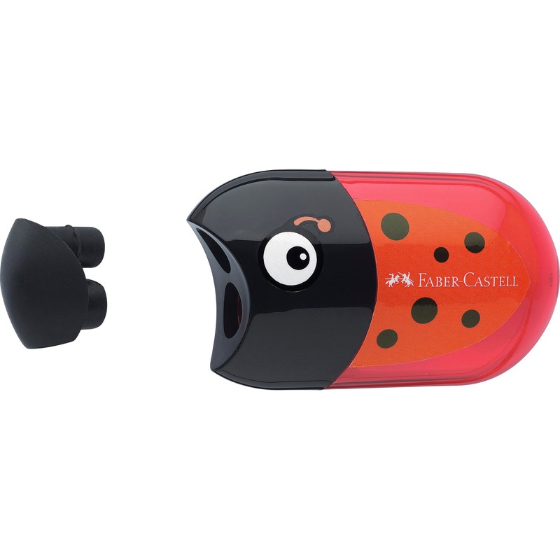 FABER-CASTELL 205258 Double Pencil Sharpener Beetle with Eraser, 5 Sharpeners