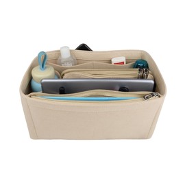 NOTAG Bag Organiser, Felt Bag Organiser Insert Handbag Multi Pocket Tote Organiser Bag (Beige, Large)
