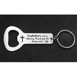 Godparents Proposal Gifts for Baptism Godfathers are a Blessing Thank You for Being Mine,New God Parents Christening Gift Stainless Steel Bottle Opener Keychain
