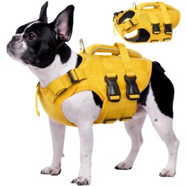 Kuoser Dog Life Jacket High Flotation, Reflective Dog Life Vest for Swimming Boating, Adjustable Small Medium Large Dog lifejacket, Lightweight Dog Life Preserver Rescue Handle Spring Summer Pool