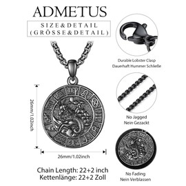ADMETUS Capricorn Necklace for Men Black Zodiac Constellation Necklace Capricorn Zodiac Pendant Constellation Jewellery Gifts for Men