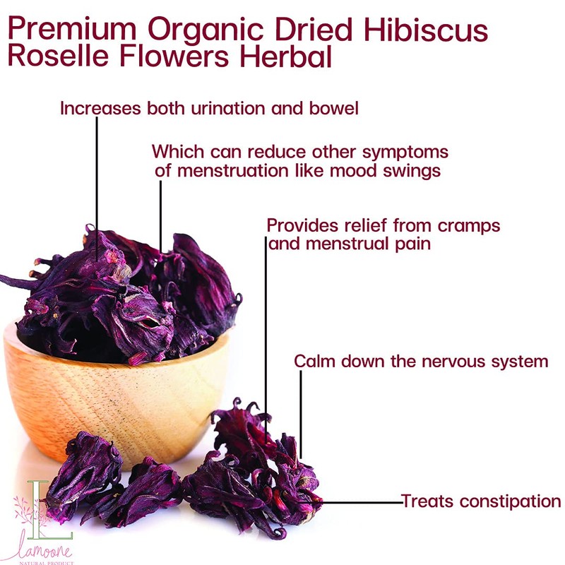 Lamoone Premium Organic Dried Hibiscus Roselle Flowers Herbal Tea organically