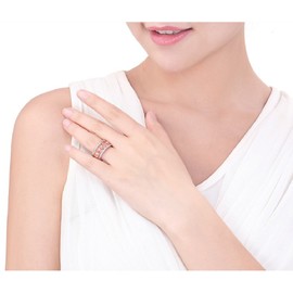 Uloveido Good Luck Filigree Parading Elephants Ring Rose Gold Plated CZ Zircon Fahion Women's Ring Size 9 RA083