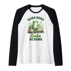 Mexican Nurse Frog Latina Enfermera Sana Sana Colita De Rana Raglan Baseball Tee