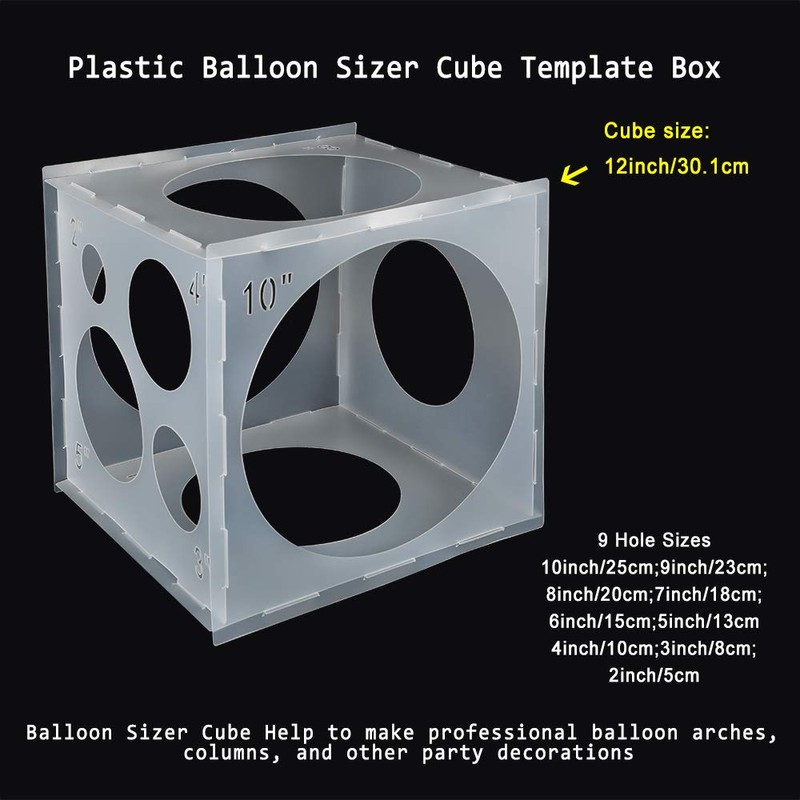 Pllieay 2-10 Inch Balloon Sizer, Collapsible Plastic Balloon Sizer Cube