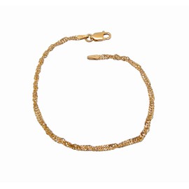 Kauf-mich-weg Singapore Bracelet 925 Sterling Silver Gold-Plated 2.4 mm Wide Choice of Length 18 19 20 cm Singapore Chain Silver Chain Bracelet Gold, Sterling Silver, No gemstone