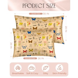 Miss Adola 2 Pack Mulberry Silk Pillowcase for Hair and Skin - Standard Size 26 x 20 Inches with Hidden Zipper Plants Butterfly 19 Momme Soft Sleeping Silk Pillow Case for Women, Moms