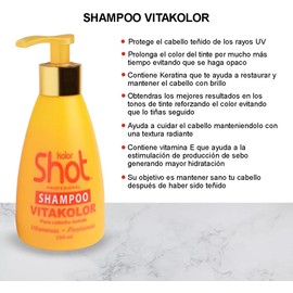 Shampoo para Cabello Teñido Vitakolor con Colágeno, Protección UV, Prolonga el Color del Tinte por más Tiempo, Hidrata y Limpia en Profundidad, Proporciona Brillo y Sedosidad, 250ml.