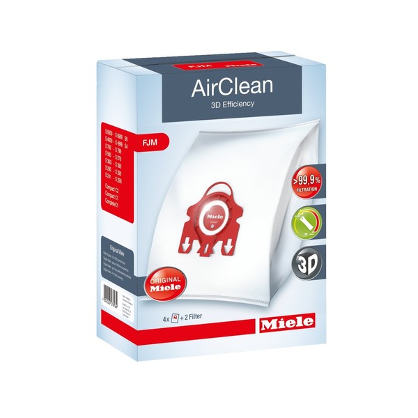 Miele AirClean 3D Efficiency Dust Bag, Type FJM, 12 Bags & 6 Filters