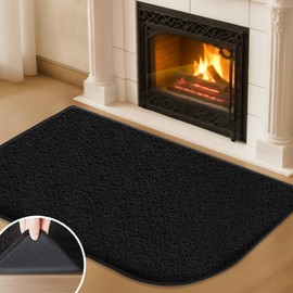 Fireplace Hearth Rug, 2' x 3' Fire Resistant Rugs for Fireplace Home Décor Hearth Pad, Non-Slip Fireplace Mat Protects Hardwood Floor and Carpet from Sparks and Embers, Black