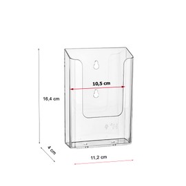 ogoPLUS DIN long wall brochure holder, portrait format, brochure holder, brochure stand, flyer stand, flyer holder, brochure box, crystal clear, stand, advertising, wall mounting