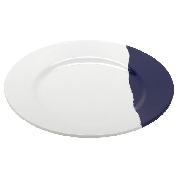 G.E.T. BF-7-W/NB Bold Melamine Wide Rim Salad/Dessert Plate, 7", White/Navy Blue (Set of 12)
