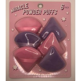 Miracle Powder Puffs (6 Pieces) Washable Powder Puff Face Makeup Sponge Soft Velour Triangle Puffs Loose/Setting Powder or Cosmetic Foundation Beauty Sponge (Purple & Pink)