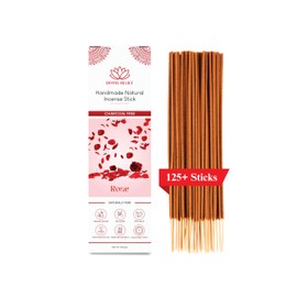 125 Sticks of Divine Belief Rose Incense – 100% Natural, Handmade, Hand-Dipped – Organic and Charcoal Free incense sticks for Purification, Relaxation, Positivity, Yoga, and Meditation (200g)