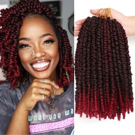 8Packs Spring Twist Hair Passion Twist Hair Crochet Braids Hair Extensions Passion Twist Crochet Hair Extensions for Black Women(12 Inch (Pack of 8), 1B/bug)
