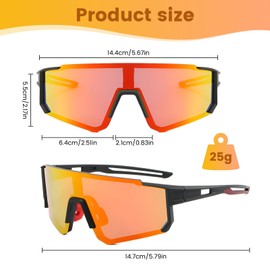HAINLOGWANG Men's Sports Sunglasses, Cycling Glasses Women, Cycling Glasses Men, Polarised UV400 Sports Glasses, Men's Sports Sunglasses for Outdoor Activities such as Cycling, Fishing, Running