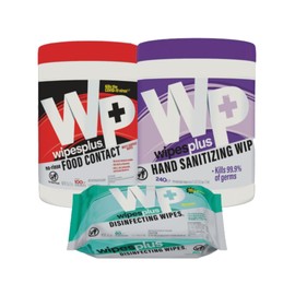 WIPESPLUS No-Rinse Food Contact Wipes Canister Multi-Surface Wipes, Unscented for Home and Business, 1200 Count, (12 Packs of 100)