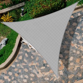 Goleray Sun Shade Sail Triangle 20'x20'x20' Shade Canopy UV Resistant Outdoor Patio Cover for Pergola Backyard Deck Garden Porch Shades, Grey