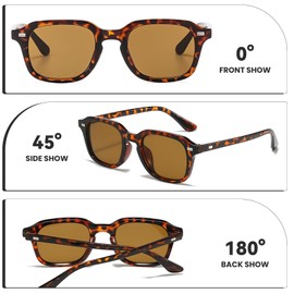 CIKJUK Retro Sunglasses Women Men Square Glasses Vintage Glasses for UV400 Protection Sunglasses, Leopard/Brown