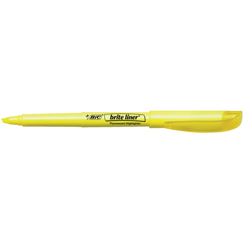 BIC® Brite Liner® Highlighters, Chisel Point, Yellow, 5-Pack