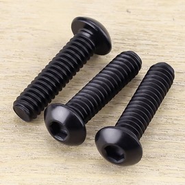 #10-32 x 3/4" Button Head Socket Cap Bolts Screws, 304 Stainless Steel 18-8, Allen Hex Drive, Black Oxide Coated Finish, Fully Machine Thread, 100 PCS
