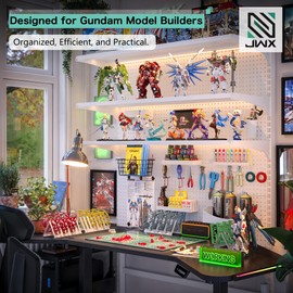 JWX DIY Model Kits, Figure Model Kits, 26-Slot Organizer Model Shelf Stand, Metal Parts Shelf, Placing Rack, Tool Storage Container Box for Gundam, Woodworking, and Model Assembly White