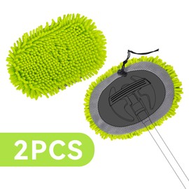 Bemece Chenille Mop Cloths for Car Wash Brush, Microfibre Cloths for Cleaning Truck Caravan Van, Scratch Free Strong Absorbent, Green-2 Pieces (Replaceable Cloth)