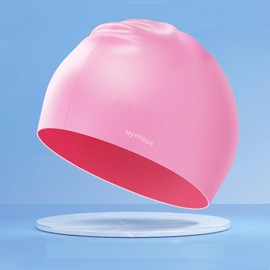 Hynhsun classic unisex silicone swimming cap for women and men, flexible, unisex, waterproof, intensive training, comfortable, anti-slip (pink)