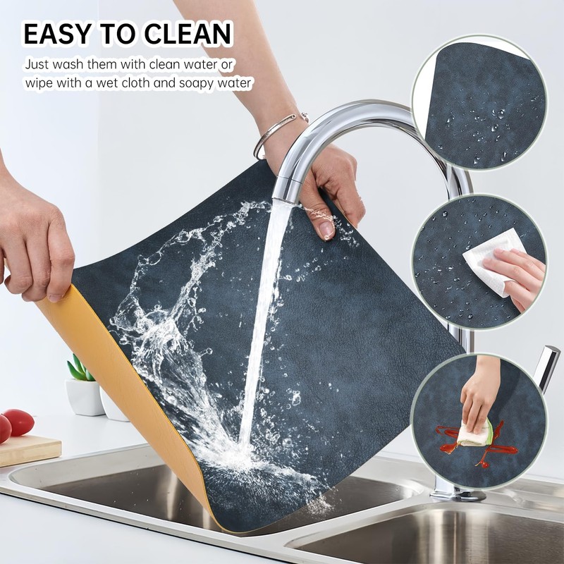 Placemats and Coasters Set of 4, PU Leather Heat-Resistant Table