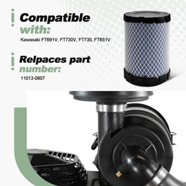 2 PCS Air Filter Compatible with Kawasaki FT691V FT730V FT730 FT651V 4 Stroke Engine for Lawn Mower Replace 11013-0807